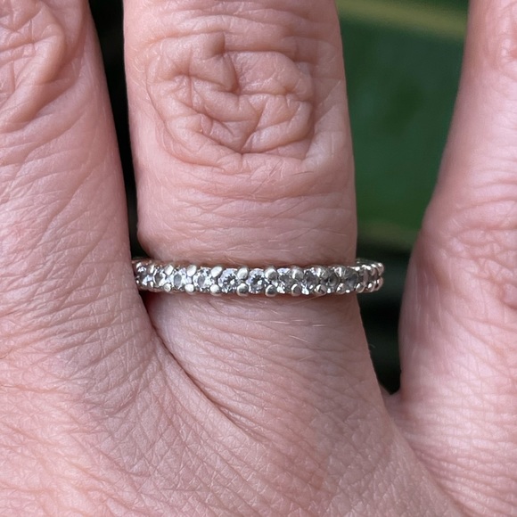 Cubic zirconia gold plated solid sterling silver size 7.0 eternity ring - Picture 10 of 11